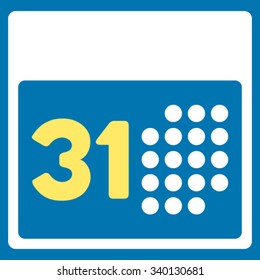 Last Month Date vector icon. Style is bicolor flat symbol, yellow and white colors, rounded angles, blue background.
