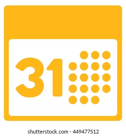 Last Month Date vector icon. Style is flat symbol, yellow color, rounded angles, white background.