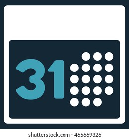 Last Month Date vector icon. Style is bicolor flat symbol, blue and white colors, rounded angles, dark blue background.