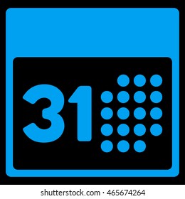 Last Month Date vector icon. Style is flat symbol, blue color, rounded angles, black background.