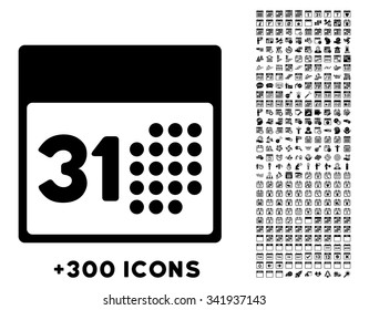 Last Month Date vector pictogram with additional 300 date and time management icons. Style is flat symbols, black color, rounded angles, white background.