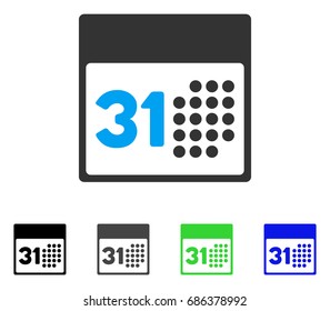 Last Month Day flat vector illustration. Colored last month day gray, black, blue, green icon versions. Flat icon style for application design.