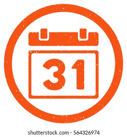 Last Month Day Leaf grainy textured icon inside circle for overlay watermark stamps. Flat symbol with scratched texture.