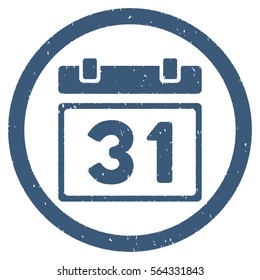 Last Month Day Leaf grainy textured icon inside circle for overlay watermark stamps. Flat symbol with dirty texture.