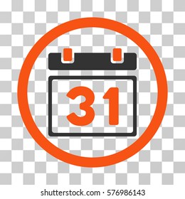 Last Month Day rounded icon. Vector bicolor illustration style is a flat iconic symbol inside a circle, orange and gray colors, transparent background. Designed for web and software interfaces.