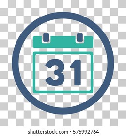 Last Month Day rounded icon. Vector bicolor illustration style is a flat iconic symbol inside a circle, cobalt and cyan colors, transparent background. Designed for web and software interfaces.