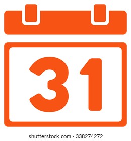 Last Month Day vector icon. Style is flat symbol, orange color, rounded angles, white background.