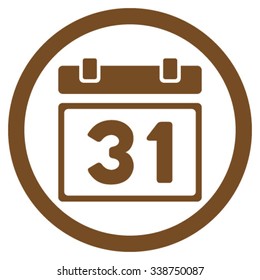 Last Month Day vector icon. Style is flat rounded symbol, brown color, rounded angles, white background.