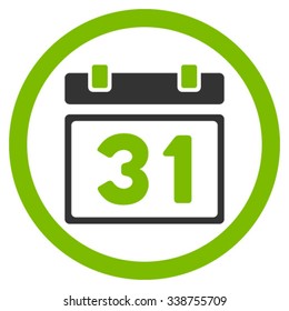 Last Month Day vector icon. Style is bicolor flat rounded symbol, eco green and gray colors, rounded angles, white background.