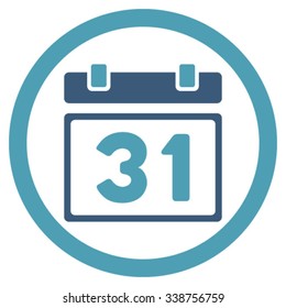Last Month Day vector icon. Style is bicolor flat rounded symbol, cyan and blue colors, rounded angles, white background.