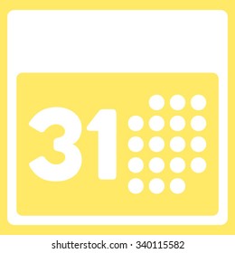 Last Month Day vector icon. Style is flat symbol, white color, rounded angles, yellow background.
