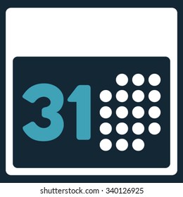 Last Month Day vector icon. Style is bicolor flat symbol, blue and white colors, rounded angles, dark blue background.