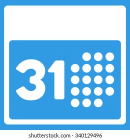 Last Month Day vector icon. Style is flat symbol, white color, rounded angles, blue background.