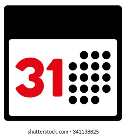 Last Month Day vector icon. Style is bicolor flat symbol, intensive red and black colors, rounded angles, white background.