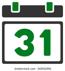 Last Month Day vector icon. Style is bicolor flat symbol, green and gray colors, rounded angles, white background.