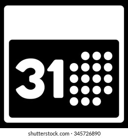 Last Month Day vector icon. Style is flat symbol, white color, rounded angles, black background.
