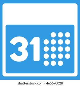 Last Month Day vector icon. Style is flat symbol, white color, rounded angles, blue background.