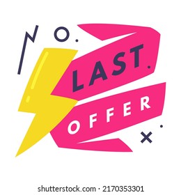 Last Offer Hot Sale Countdown Badge with Lightning as Promo Sticker Vector Illustration