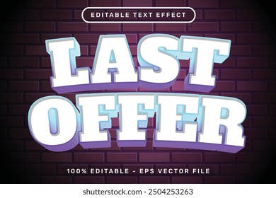 last offer text effect and editable text effect with brick background neon style