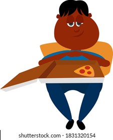 Last piece of pizza, illustration, vector on white background