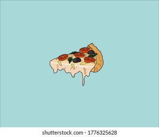 Last pizza slice illustration for background and commercial Junk Food Comfort Food