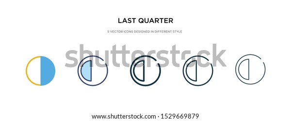 last quarter icon in different style vector\
illustration. two colored and black last quarter vector icons\
designed in filled, outline, line and stroke style can be used for\
web, mobile, ui