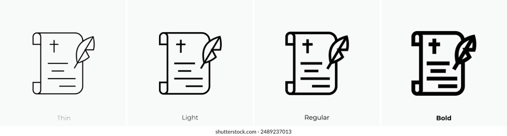 last will icon. Thin, Light Regular And Bold style design isolated on white background