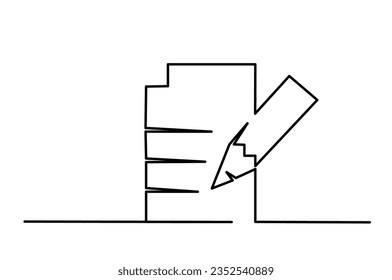 Last will and testament document on scroll outline icon. Holographic will, self-proved or notarial testament on scroll. Continuous one line drawing. Vector illustration