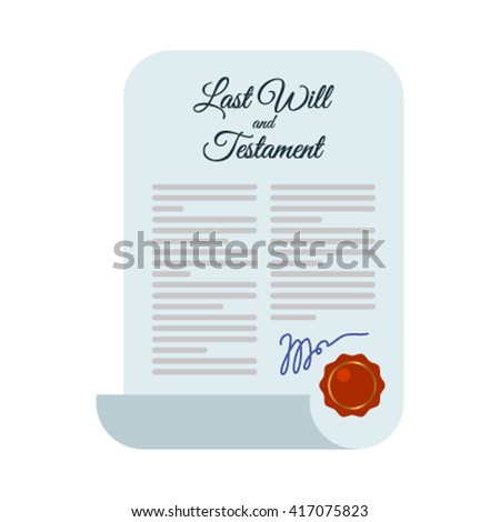 Last will and testament signed and sealed. Vector illustration isolate on a white background. Icon in a flat style
