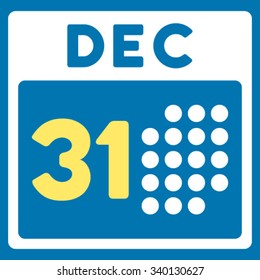 Last Year Date vector icon. Style is bicolor flat symbol, yellow and white colors, rounded angles, blue background.