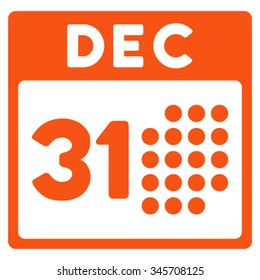 Last Year Date vector icon. Style is flat symbol, orange color, rounded angles, white background.