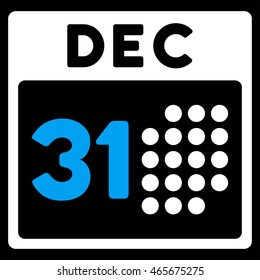 Last Year Date vector icon. Style is bicolor flat symbol, blue and white colors, rounded angles, black background.