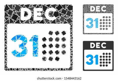 Last year day composition of raggy items in different sizes and color tints, based on last year day icon. Vector trembly items are composed into composition.