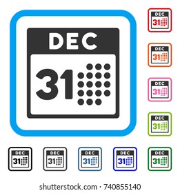 Last Year Day icon. Flat gray iconic symbol inside a light blue rounded square. Black, gray, green, blue, red, orange color variants of Last Year Day vector. Designed for web and software interfaces.