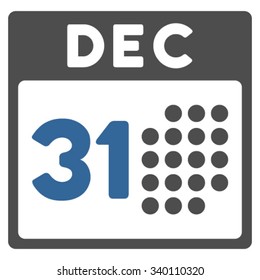 Last Year Day vector icon. Style is bicolor flat symbol, cobalt and gray colors, rounded angles, white background.
