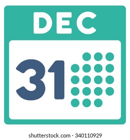 Last Year Day vector icon. Style is bicolor flat symbol, cobalt and cyan colors, rounded angles, white background.