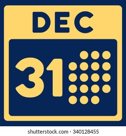 Last Year Day vector icon. Style is flat symbol, yellow color, rounded angles, blue background.
