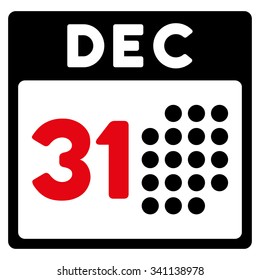 Last Year Day vector icon. Style is bicolor flat symbol, intensive red and black colors, rounded angles, white background.