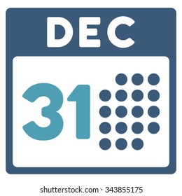 Last Year Day vector icon. Style is bicolor flat symbol, cyan and blue colors, rounded angles, white background.