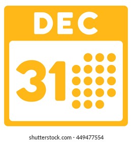 Last Year Day vector icon. Style is flat symbol, yellow color, rounded angles, white background.
