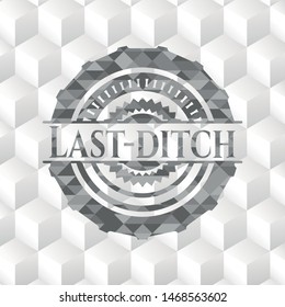 Last-ditch realistic grey emblem with cube white background