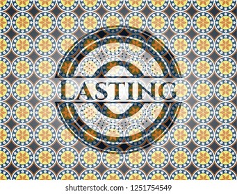 Lasting arabic badge. Arabesque decoration.