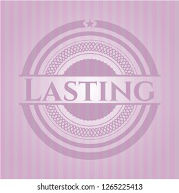 Lasting badge with pink background