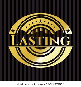 Lasting golden emblem or badge. Vector Illustration. Detailed.