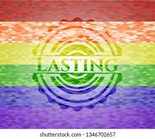 Lasting on mosaic background with the colors of the LGBT flag