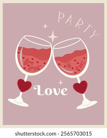 lat Design Illustration with Two Drinks at Love Taste