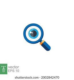 lat Design Style Analysis icon, magnify glass, eye. magnifier search with eye logo for investigate. Appearance aspect, look, view creative vision vector illustration design on white background EPS10