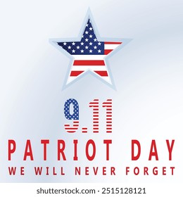 lat illustration for September 11 patriot day celebration, 9.11 Remembrance Day poster design, America patriotic day banner design. EPS FILE.