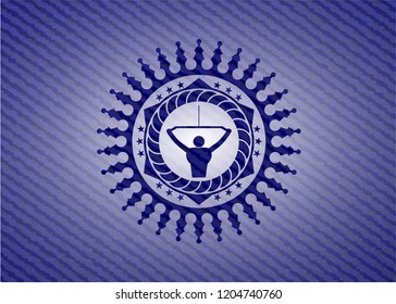 lat pull down, exercise icon inside jean background