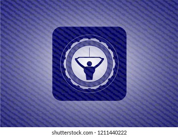 lat pull down, exercise icon inside jean background